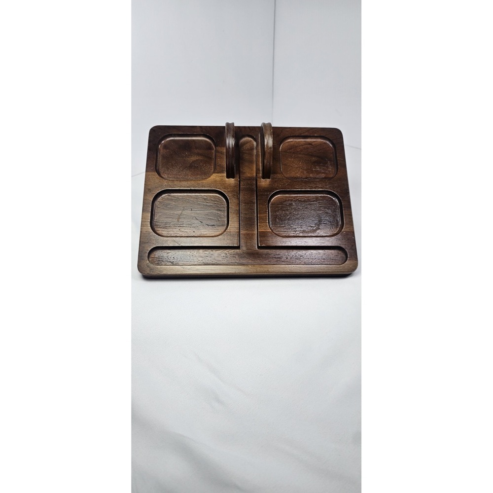 Vintage DECC Decatur Industries‎ Walnut Valet Tray Dresser Organizer Men